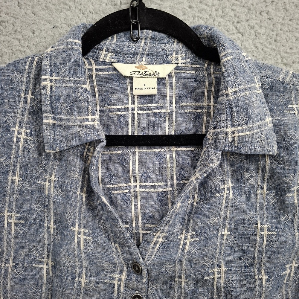 Bob Timberlake Womens L Top Linen Blend Shirt Textured‎ Loose Weave Airy Beachy